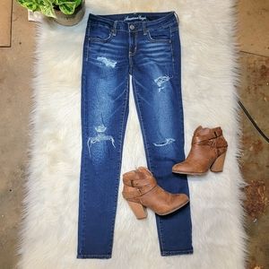 🎉 LAST CHANCE! 🎉 American Eagle Distressed Jegging, Size 4 Regular, Dark Wash